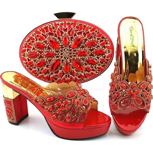 Doershow Nigerian Party orange Shoe and Bag Sets Italian Shoes and Bags Set for party African Matching Shoes and Bags! SKV1-12
