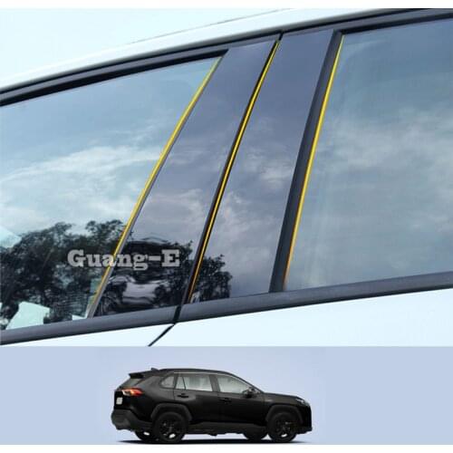 For Toyota RAV4 2020 2021 2022 Car PC Material Pillar Post Cover Door Trim Window Piano Black Molding Sticker Plate