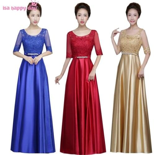 2020 new fashion women royal blue satin bridesmaid long brides maid bridal elegant party dresses for women for wedding B3769