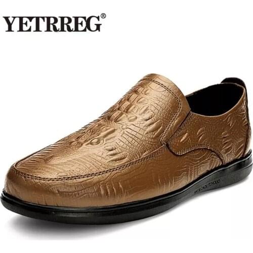 New Genuine Leather Loafers Luxury Brand Men Casual Shoes Outdoor Slip on Rubber Men Shoes Breathable Mens Flats Driving Shoes