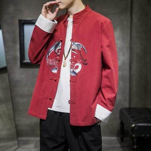 2020 New Arrival Coat Mens Chinese Style Embroidered Male Jacket Fashion Tang Suit Jackets Casual All-match Vestidos orientales