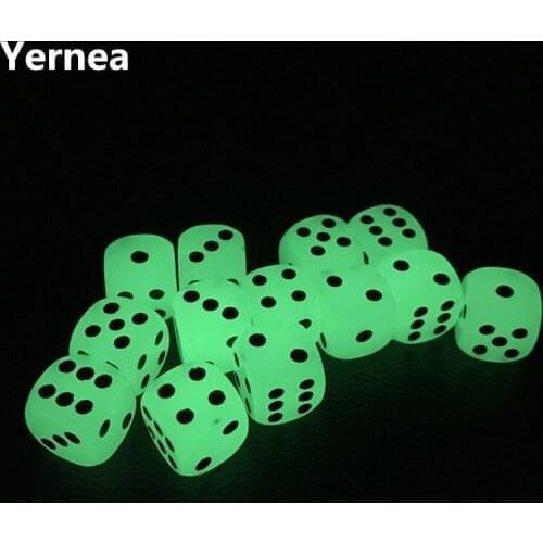 Boardgame Wholesale 50/100/200Pcs/Lot Dice 16mm Luminous Dice Rounded Corner Drinking Glowing Dice Nightclub Bars Entertainment