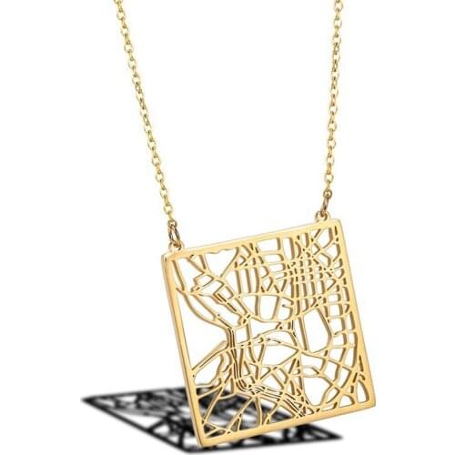 RIR Madrid Spain City Map Necklace Graphic Geometric Jewelry Your Favorite Place On Earth Madrid Pendant Necklace Gift For Her