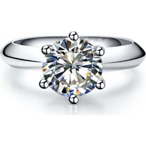 Test as Diamond ! Royal Crown Design Prongs Ring Moissanite Diamond Jewelry for Women 18K White Gold 18K Ring Engagement Gift