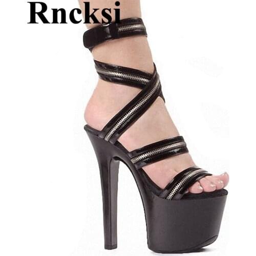 Rncksi Pole Dance Summer Women New High Platform Open Toe Shoes 17cm High-Heeled Shoes Sexy Slippers