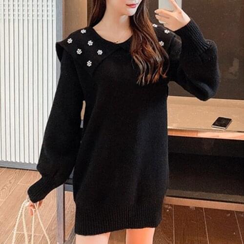 Hedging Sweater 2020New Autumn Winter Korean Fashion Loose Large Size Retro Lazy Wind Mid-length Casual knitting Sweaters Female