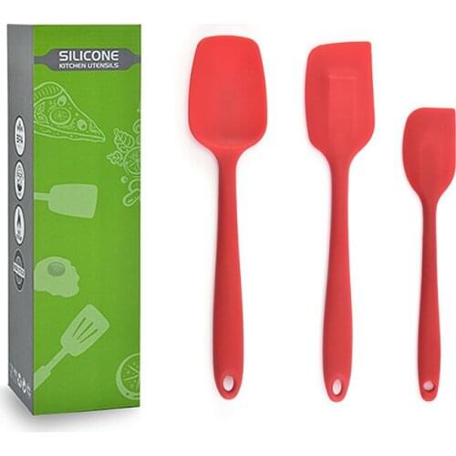 Integrated Silicone Spatula Scraper 3 Piece Set Kitchen Baking Tool Kit