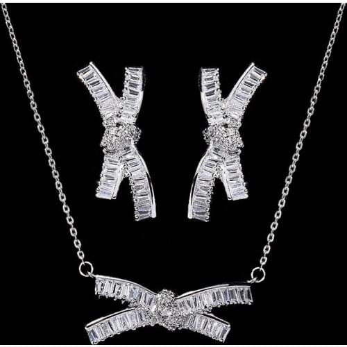 Jewelry Sets HADIYANA Trendy Luxury Women Wedding Party Elegant Bridal Necklace And Earrings Zirconia CN304 Conjunto De Joyas