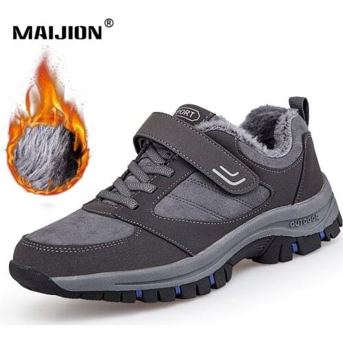 Winter Mens Hiking Sneakers Plush Warm Women Cotton Shoes Comfortable Unisex Trekking Climbing Boots Non Slip Walking Footwear