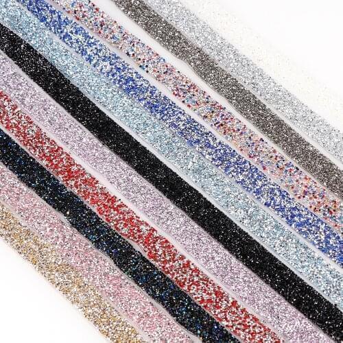 1 Yard 2cm Hot Fix Glitter dress Rhinestones Motifs Ribbon Crystal iron on patches applique hotfix strass Sewing & Fabric