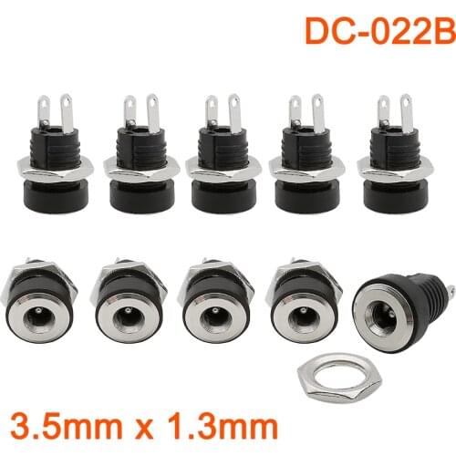 10Pcs DC-022B DC Power Socket 3.5x1.3mm DC Power Supply Female Jack DIY Electronic Panel Mount 2 Leg Terminal DC 022B Connector