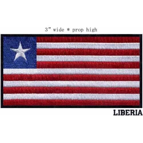 3" wide Liberia embroidery flag patch for army badges/appliques/a white star on left top side
