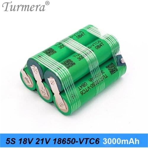 TUR18650VTC6 30A 18650 pack battery 5s 18V 21V 3000mah VTC6 Battery Pack for Screwdriver Batteries or Air Drone Use Customize