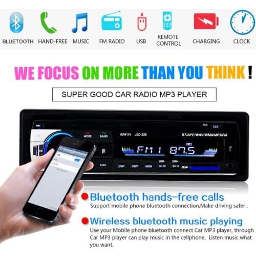 12V In-dash 1 Din Car FM Radio Bluetooth Automobile MP3 Player Support SD Card Slot USB/U-disk Port Aux Input With Usb Charger