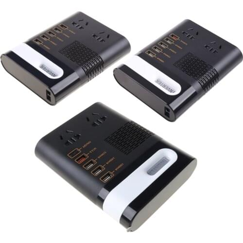 200W Car Power Inverter DC 12V/24V to AC 220V Voltage Converter Short Circuit Automatic Protection QC 3.0 USB Charger