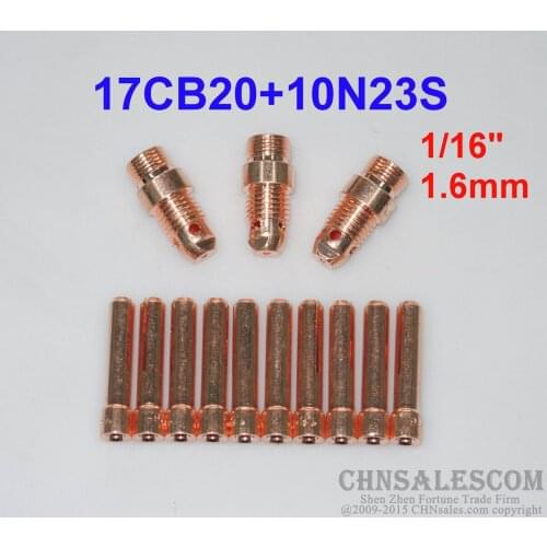 CHNsalescom 13 pcs 17CB20 Collet Body and 10N23S Collet Tig Welding WP-17/18/26 1.6mm 1/16"