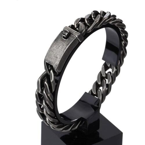 12.5MM Jewelry wholesale domineering personality retro men black chain fashion men titanium steel