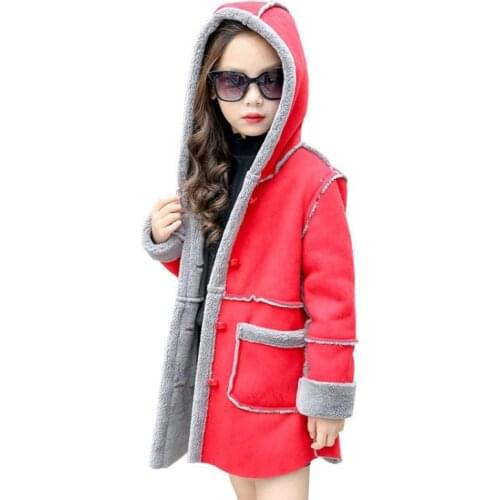 Children Wool Blend Korean Girls Long Jackets Snowsuits Thicken Wool Coat New Winter Kids Windbreaker Coat 4 6 8 9 12 14 Years