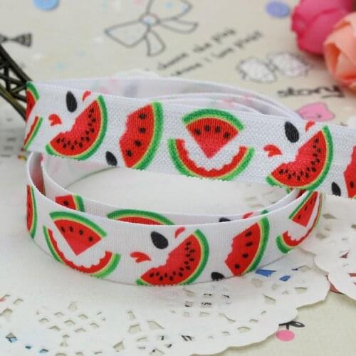 DHK 5/8'' 5yards Fold Elastic FOE summer watermelon printed headband hair band diy decoration OEM Wholesale C173