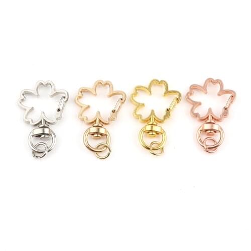 DoreenBeads 8mm Multicolor Sakura Flower Keychain Split Key Ring Findings Clasps DIY Keychains,36mm x 24mm, 10Sets ( 2PCs/Set)