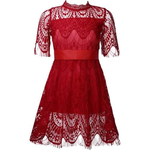 Elegant Flower Girls Dress Wedding Party Princess Prom Dress Kid Clothes Half-sleeve Lace Floral Tulle Dresses Children Vestidos