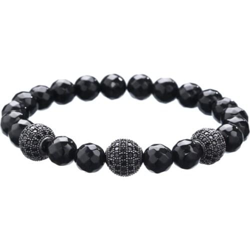 Faceted Black Rose Gold Ball Zircon Crown Bracelet Man Fashion Women Gift For Bracelets