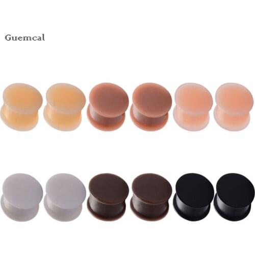 Guemcal 2pcs Simple New Product Multicolor Round Silicone Ear Amplifying Piercing Jewelry