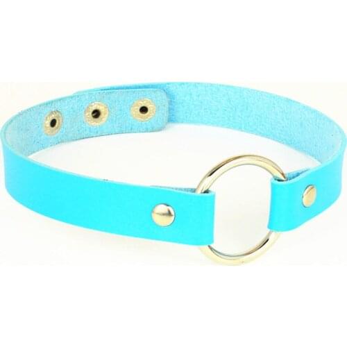 PU Leather Choker Stainless Steel Round Chokers Necklaces on Neck Buckle Belt Gothic Jewelry for Women