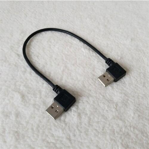 Dual Right Angle 90 Degree USB Type Data Extension Power Cable Male to Male for Mobile Hard Drive Notebook 25cm