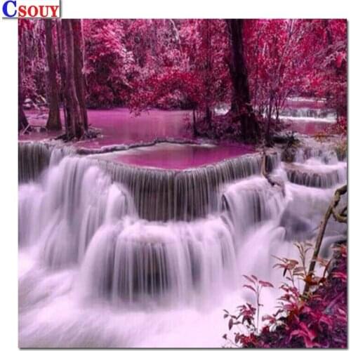 5D Diy Diamond Mosaic Landscape Waterfall Diamond Painting Drawing Full Square Round Drill Diamond Embroidery Cross Stitch Decor