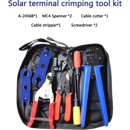 Solar Crimping Tool Kit for MC4 Connector Solar Panel PV Cable 2.5 4 6mm2 Stripper Cutter Set a2546b