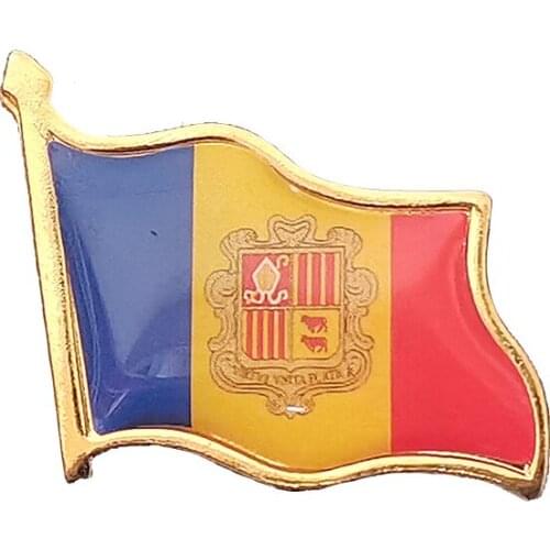 Beautiful Andorra Flag Brooch Enamel Pins Electroplated Gold Badge Used To Tie/Collar/Knapsack/School Bag Decoration Accessories