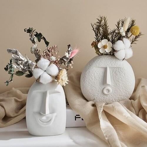 Creative Ceramic Funny Expression Vase Desktop Ornament Home Flower Pot Dried Flower Arrangement Vase Ornaments Art Living Room