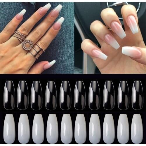 600pcs/pack Ballerina False Nails Tips Full Cover Fake Nails Art Long Acrylic Ballet Coffin Nails Tips Faux Ongle Nails Tools