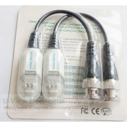 NCHTEK CCTV CAT5 UTP BNC Passive Video and Power Balun Transmission Transceiver/Free Shipping/1PAIRS