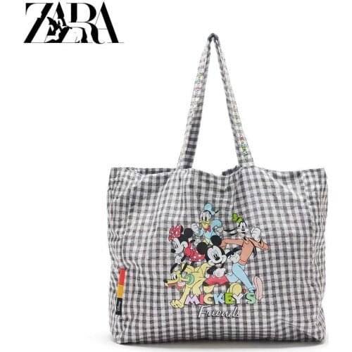 Disneys new female handbag large-capacity Mickey Minnie mouse printed shoulder shopping bag