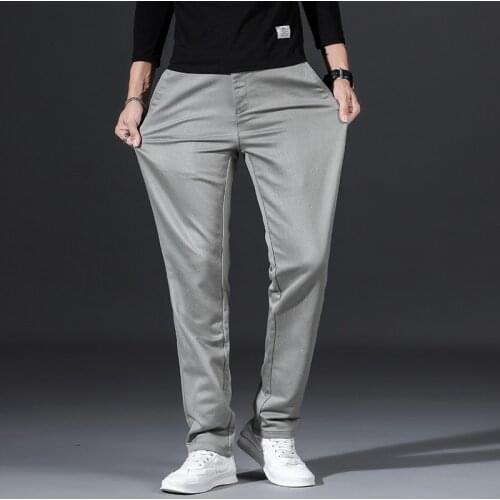 2021 TENCEL and Modal Material New Mens Pants Slim Casual Pants Full Length Business Stretch Trouser