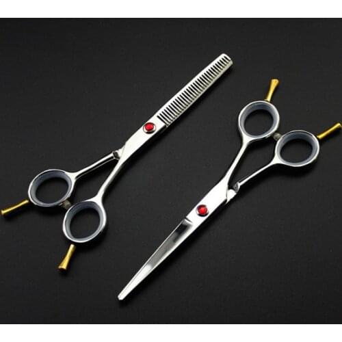 Professional 5.5 inch Japan 440c steel 6cr13 Two-tailed thinning shears cutting barber hair scissors set hairdressing scissors
