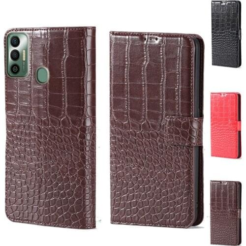 Luxury Crocodile design Flip Leather Wallet Phone Case For Tecno Spark 7 Phone cover card slot