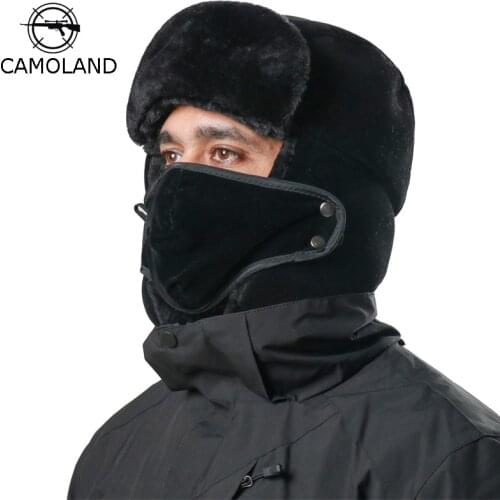 Men Women Bomber Hats Russia Ushanka Pilot Waterproof Trapper Trooper Hat Winter Faux Rabbit Fur Earflap Men Warm Snow Caps