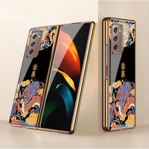 Samsung Galaxy Z fold2 folding mobile phone case sm-f9160 Chinese style protective case glass plating fashion