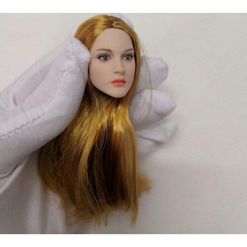 In Stock Collectible 1/6 Scale Beauty Blonde Hair Girl Head Sculpt Carving for 12'' Pale Skin Female Body