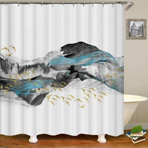 Waterproof Bathroom Shower Curtains Chinese Fish Bath Curtains 3d Printing With Hooks Washable Polyester Cloth
