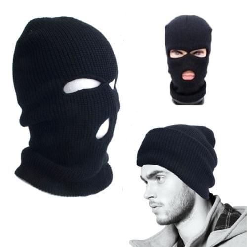 High Quality Winter Warm Three-hole Wool Knitted Hat Bandit Hat Baotou Hat Outdoor Cycling Windproof Mask Cs Robber Hat Cosplay