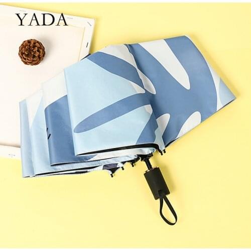 YADA Ins New Hand-Painted Strawberry 3-Folding Umbrella Women UV Rainproof Umbrella Parasol Rain Sun Light Umbrellas YD200228