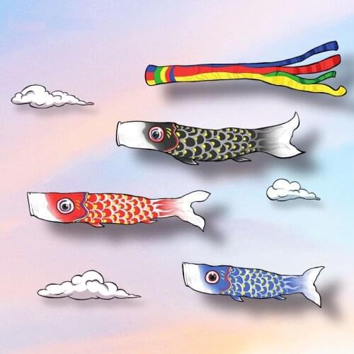 Japanese Styling Carp Streamer Kite Car Sticker JDM Style Auto Decals Decoration The Whole Body Window Motorcycle Accessories