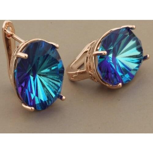 New Trendy 2021 Oval Shape Big Earrings High Quality 585 Rose Gold Earrings For Women Wedding Luxury Fashion Jewelry Gift