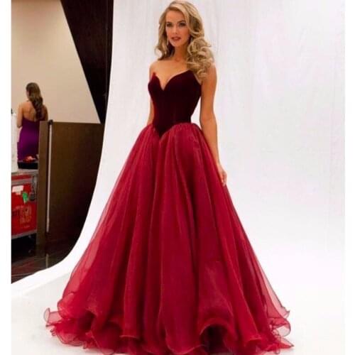 Burgundy 2019 Prom Dresses A-line V-neck Velvet Plus Size Elegant Long Prom Gown Evening Dresses Robe De Soiree