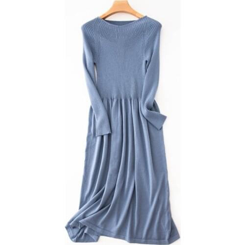 Autumn Winter Sweater Fashion Wool Cashmere Long Women Dress Slim Warm Sweaters Knit Pullovers Tops Female Cashmere Sweaters