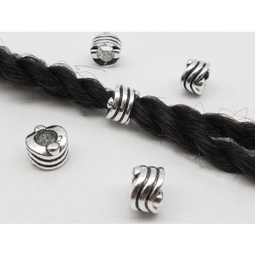 10pcs-20pcs Antique Silver hair braid dread dreadlock beads rings tube approx 5mm inner hole for hair Accessories